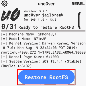 Start the jailing process with Resore RootFS.