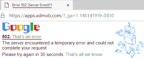 502.That's an error. The server encountered a temporary error and could not complete your request. Please try again in 30 seconds.