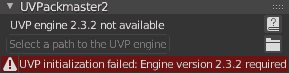 UVP initialization failed: Engine version 2.x.x required