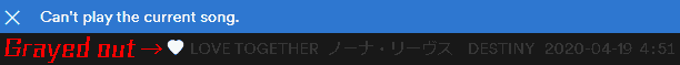 Can't play the current song.