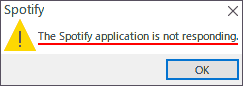 The Spotify application is not responding.