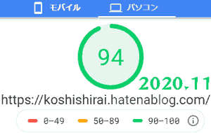 2020.11Pagespeed Insightモバイルスコア94
