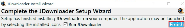 Complete the JDownloader Setup Wizard.