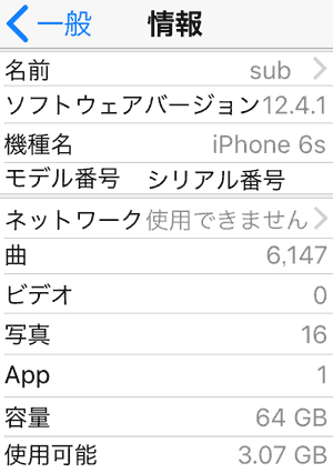 iPhone 6s iOS 12.4.1 動作環境