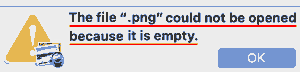 The file ".png" could not be opened because it is empty.