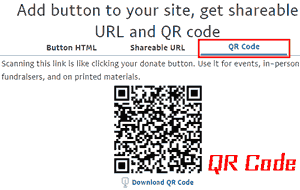 Add button to your site, get shareable QR code