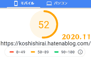 2020.11pagespeed Insightモバイルスコア52