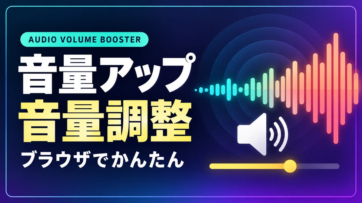 音声波形とスピーカーを描いた音量アップ・音量調整ツール